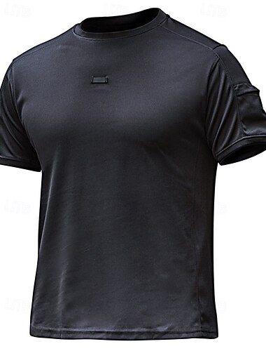  Men's Hiking Tee shirt Hiking Shirt Short Sleeve Crew Neck Tee Tshirt Short Sleeve Shirt Tee Top Outdoor Quick Dry Multi Pockets Polyester Black Brown Green Gym Climbing Camping / Hiking / Caving