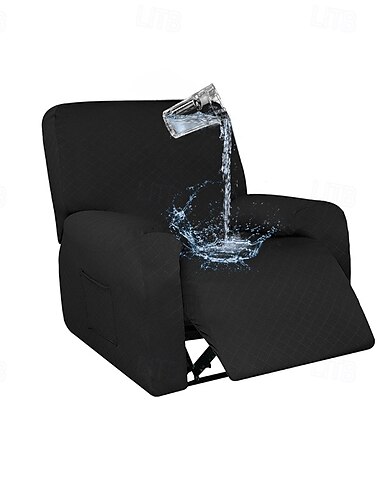  Juego de 4 fundas para sillones reclinables impermeables, fundas elásticas para sillones reclinables de 1 cojín, fundas para sofás reclinables de un solo asiento, tela jacquard a cuadros gruesa y