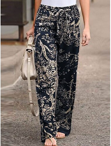  Damen Weite Bein Baggy Hosen Mode Streetwear Voll Längs Hohe Taille Grafische Tasche Elastischer Bund Bequem Weich Angenehm Mikrodehnbar Outdoor Straße Weiß Gelb Rot Dunkelblau Sommer Frühling