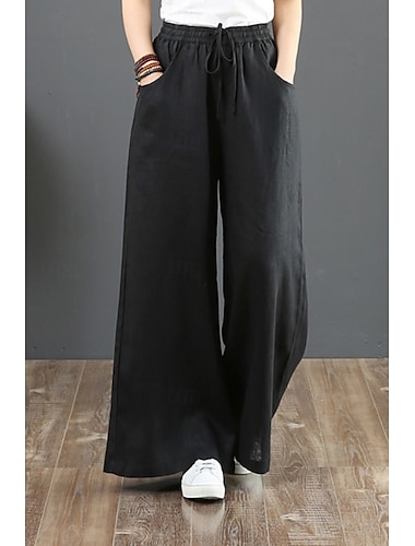  Damen Shorts aus Baumwollleinen Leinen-inspirierte Hosen Hose aus Baumwollleinen Mode Streetwear Volle Länge Natürliche Taille Einfach Tasche Elastisches Kordelzugdesign Bequem Straße Ausgehen