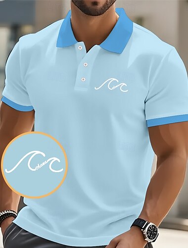 Herren Stern Polo Kurzarm Polo-Shirts Hemden mit Kragen Lässig Schule Outdoor Alltagskleidung Hauskleidung 3D-Druck Sommer Frühling Herbst Gelb Rosa Blau