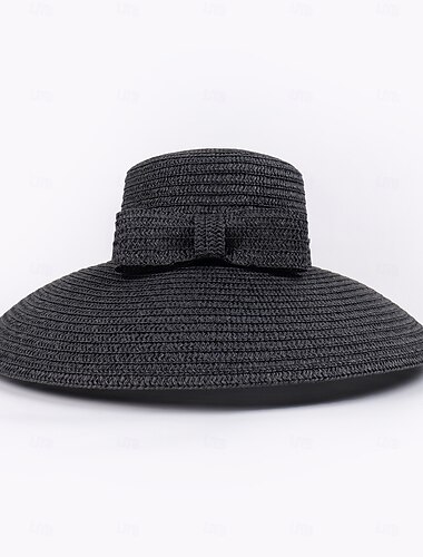  hoed Vezel Bowler / Cloche hoed Zomerhoed Slappe hoed Feestdagen Teaparty Elegant Bruiloft Met Strik Gesplitst Helm Hoofddeksels