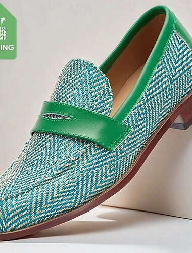  Homme Mocassins & Slip-Ons Cuir PU Tissu en nylon Respirant Confortable Antidérapant À lacets Vert Automne Hiver