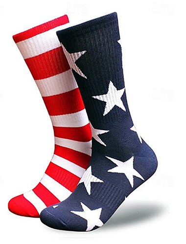  Meias com bandeira americana para homens ou mulheres, meias do meio do 4 de julho, estrelas e listras, presentes patrióticos para o dia da liberdade
