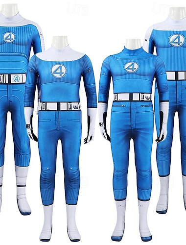  Fantastic Four: Ensimmäiset askeleet Supersankari Herra Fantastic Ryhmäpuku Jumpsuit-trikoot Kokoalusasut Karnevaali puku Pukeutua Elokuva-cosplay for Poikien Tyttöjen Lasten Halloween Karnevaali