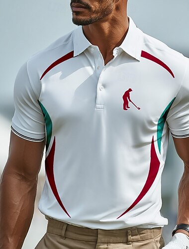  Herren Sport-Poloshirts Sport Revers Kurzarm Golf Knöpfe Sommer Rote Grün Sport-Poloshirts