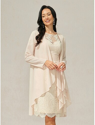  Dames Geklede topjes Vloeiende topjes Chiffon-topjes Elegant Lange mouw Assymmetrisch Lange tops Bruiloft gast Champagne Zomer Lente Herfst