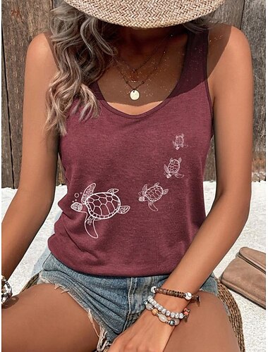  Damen Camisole-Tanktop Grafik Tiermotiv Elegant Täglich Hawaiianisch Ärmellos Rundhalsausschnitt Normale Oberteile Täglich Ferien Strandbekleidung Druck Pudriges Rosa Blau Grün Sommer Frühling