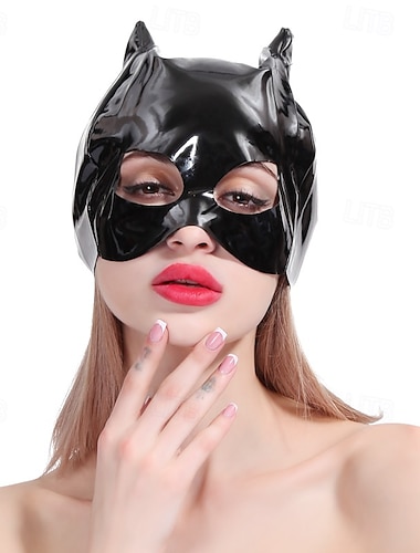  Masker Glanzende afwerking Catwoman Dames Glanzend Leerfetisj Natte look Kostuum voor Nachtclub Prideparade Trots maand Halloween Carnaval Volwassenen