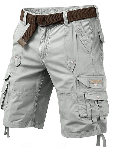  Voor heren Cargoshorts Capri broeken Korte broek Wandelshorts Been trekkoord 6 zak Effen Comfort Buiten Casual Dagelijks Vakantie Modieus Wijn Leger Groen