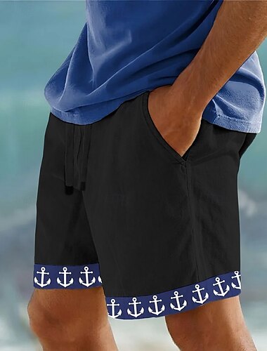  Bărbați Pantaloni Scurți Pantaloni scurți din in Pantaloni scurți de vară Pantaloni scurți de plajă Cordon Talie elastică Ancoră Confort Respirabil Lungimea genunchiului În aer liber Zilnic Plajă