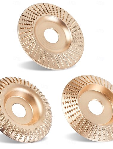  Set van 3 houtsnijschijven voor haakse slijpers van 4" of 4 1/2" met 5/8" as, slijpschijf voor het vormen van hout, slijpschijfbevestigingen