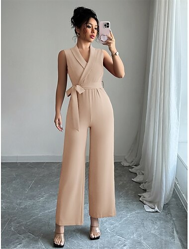  Mono vestidos de quinceañera Elegante Vestido Boda Invitado a la boda Hasta el Tobillo Sin Mangas Escote en Pico Polyester con Botones 2025