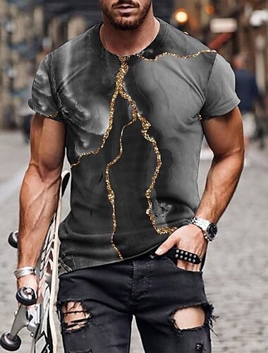  Homens Camisetas Camisa de manga curta T-shirt Manga Curta Crewneck Primavera & Outono Padrão Moda Designer Imprimir Férias Rua Para Noite Vinho Preto Azul Top Tee para Homens