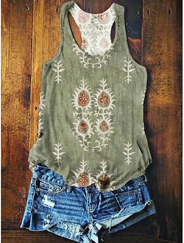  Damen Tanktop Sommer Tops Blumen Grafik Basic Ärmelos V-Ausschnitt Reguläre Tops Druck Rot Lila Orange Grün Sommer Frühling