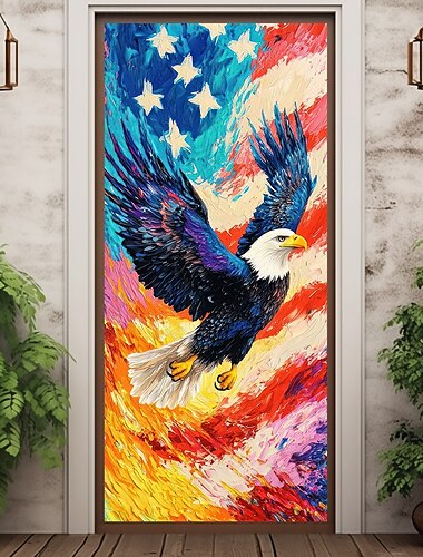  4. Juli Türdekorationen Türabdeckungen Unabhängigkeitstag Amerikanischer patriotischer Adler Türteppich Türvorhang Dekoration Hintergrund Innen/Außen Türbanner für die Vorderseite des Bauernhauses