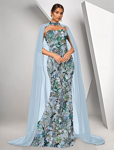  Meerjungfrauenschnitt Abendkleid Elegant Kleid Formell Hochzeit Bodenlang Ärmellos Trägerlos Chiffon mit Perlenstickerei 2025