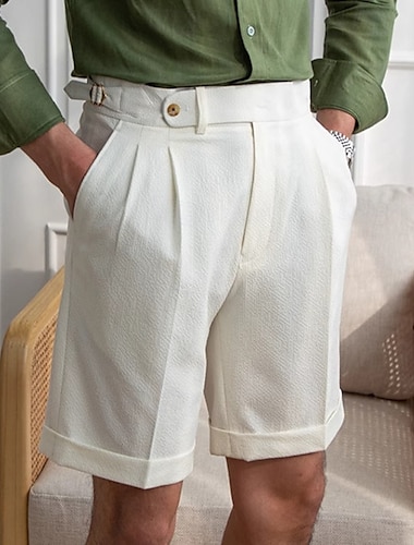  Homme Shorts Robe Short Shorts de plage Pantalons Gurkha Avec Poches Jambe Droite Uni Confort Sans repassage Longueur Genou Extérieur Bureau Affaires Élégant Mode Noir Blanche