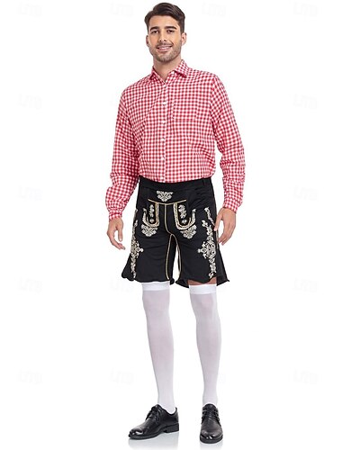  Oktoberfestbier Kostüm Outfits Lederhosen Hemd Dienstmädchen Bayerisch München Wiesn Herren Karneval Bier Festival Stoff im traditionellen Stil