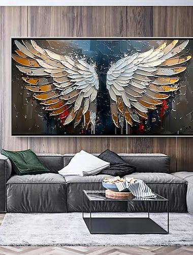  handgemachtes original buntes Flügel-Ölgemälde auf Leinwand abstrakte Engelsflügel-Wandkunst für Wohndekoration mit gespanntem Rahmen ohne Innenrahmen