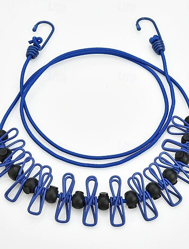 Rutschfeste Stretch-Wäscheleine für Outdoor-Camping mit 12 Clips, dehnbare Wäscheleine für unterwegs, Sockenleine zum Aufhängen von Wäsche zum Trocknen