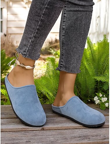  Damen-Pantoletten aus Wildlederimitat – Slip-On-Design mit entspanntem Stil, ideal für lässiges und bequemes Tragen im Alltag