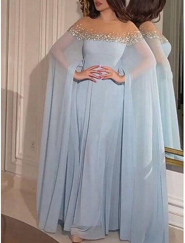  Femmes Robe maxi Robe trapèze Robe à épaules dénudées Élégant Fête cocktail Soirée robe demoiselle d honneur Date Coupe régulière Couleur Unie manche longue Col ras du cou Épaules Dénudées Rose