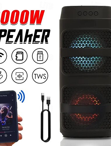  Bluetooth-колонка для вечеринок с подсветкой RGB — громкий стереозвук 4 дюйма, подключение через TWS, цветная светодиодная подсветка, возможность подзарядки, для мероприятий на открытом воздухе, домашних танцев или караоке