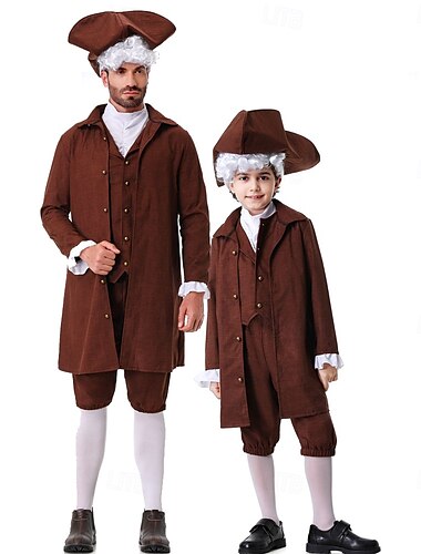  Rétro Vintage Rococo 18ème Siècle Costume de cosplay Tenues Epoque Coloniale Homme Garçons Halloween Carnaval Performance Soirée Mascarade Manteau Gilet Pantalon