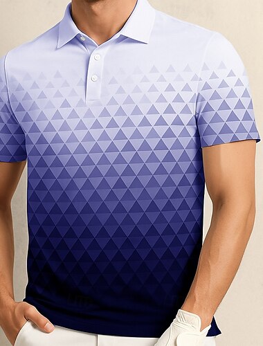  Herren Geometrisches Muster Polo Kurzarm Polo-Shirts Hemden mit Kragen Lässig Outdoor Athleisure Alltagskleidung 3D-Druck Sommer Blau Purpur Grau