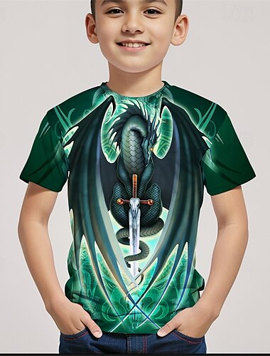  Dragonsword Skullblade Ruth Thompson-Alice Bessoni Αγόρια 3D T-shirt με κοντά μανίκια, καλοκαιρινό, ανοιξιάτικο, βασικό, παιδικό 4-12 ετών, στρογγυλή λαιμόκοψη, υπαίθριο, casual, καθημερινό, κανονική