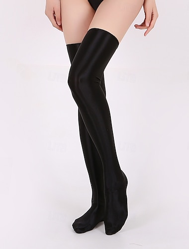 Bas cuissardes Finition brillante Femmes Brillant Fétichisme du cuir Effet mouillé Couleur Unie Costume pour Performance Boîte de Nuit Défilé de la Fierté Halloween Carnaval Adulte