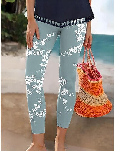  Damen Leggings Punk Vintage Mode Lang Hohe Taille Grafik Drucken Thermowarm Atmungsaktiv Weich Dehnbar Urlaub Lässig Täglich Schwarz Weiß Himmelblau Grün Sommer Frühling Schmale Passform