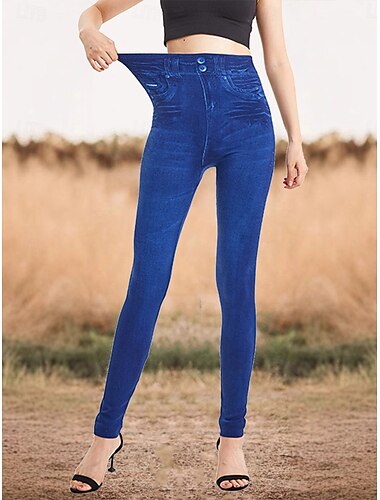  Damen Leggings Hosen 3D Druck Chinos Urlaub Freizeit Voll Länge Hohe Taille Grafik Druck Bequem Weich Komfortabel Dehnbar Outdoor Straße Blau Sommer Slim Fit