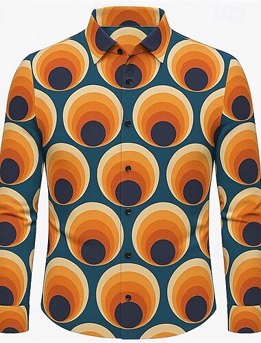  Retro Vintage 1970er Hemd Disco Geometrisch Herren Halloween Karneval Pride Parade Pride-Monat Festival Erwachsene Hemd