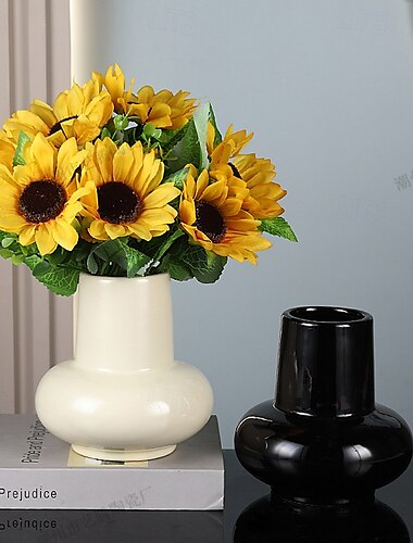  Vase en céramique à ventre rond de niche, jardinière de fleurs hydroponique minimaliste, décoration de comptoir très esthétique pour salles d'échantillons