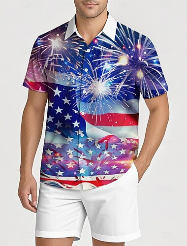  Independence Day 4 juli Amerikaanse Vlag Manga Hawaï-shirts Back To School Amerikaanse Vlag Grafisch Voor Voor heren Volwassenen Maskerade 4 juli 3D afdrukken Festival
