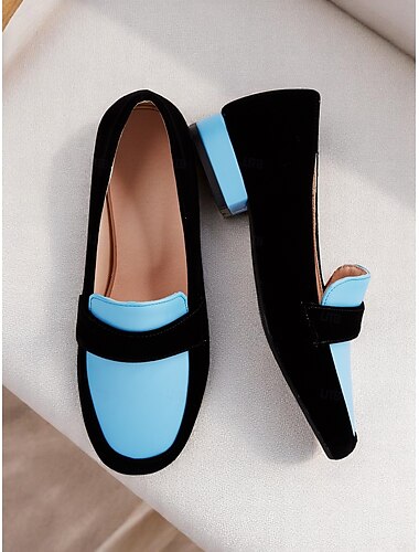  Damskie Dwukolorowe Loaferki - Niebieskie i Czarne Mokasyny do Codziennych Stylizacji Smart Casual i do Podróży do Biura