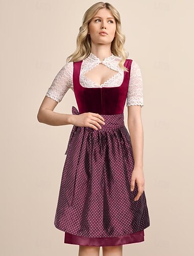  Carnaval Oktoberfest bier Kostuum Rits Aan De Voorzijde Jurken Dirndl Trachtenkleider hulp in de huishouding Duits München Weiden Dames Doek in traditionele stijl Kleding Schort