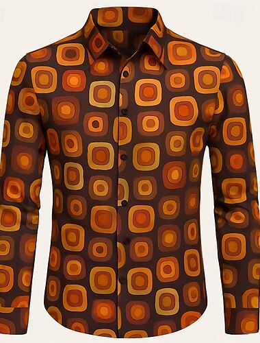  Retro Vintage 1970er Hemd Disco Geometrisch Herren Halloween Karneval Pride Parade Pride-Monat Festival Erwachsene Hemd