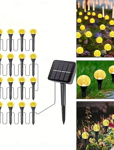  lumini solare pentru alei, lumini de peisaj, în formă de mărgele cu bule, lumini solare profesionale impermeabile pentru exterior, lampă decorativă creativă pentru alee, grădină și terasă