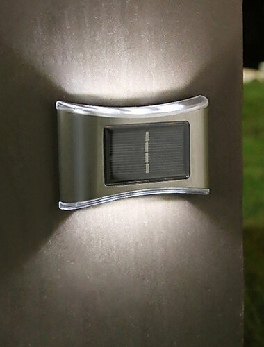  Solar-Wandleuchten für den Außenbereich, rostfrei, 6 LEDs, wasserdicht, Wandlampe für Balkon, Terrasse, Innenhöfe, Zaunlampen, Nachtdekor, einfach zu installieren, Gartendekor, Solar-Außenwandleuchte