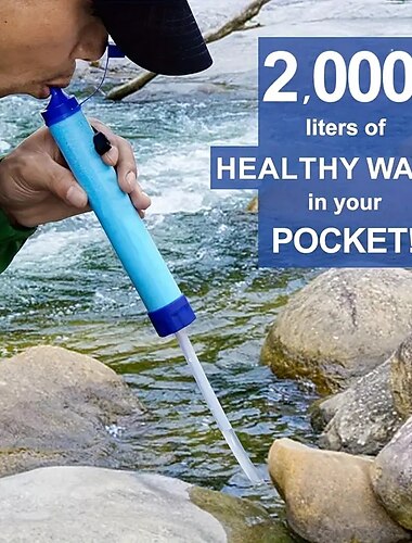  waterfilter voor buiten, persoonlijk waterfilter, rietje, noodoverlevingsuitrusting, waterzuiveraar, geschikt voor kamperen, wandelen, bergbeklimmen, backpacken