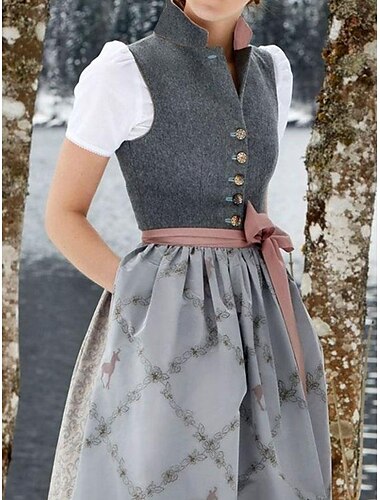  Carnaval Oktoberfest bier Kostuum Jurken Dirndl Trachtenkleider hulp in de huishouding Bavarian Duits Weiden Dames Doek in traditionele stijl Kleding
