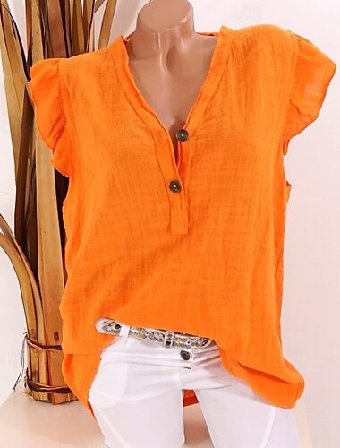  Damen Camisole-Tanktop Einfarbig Elegant Lässig Ärmellos V Ausschnitt Normale Oberteile Täglich Ferien Knöpfe Schwarz Rosa Blau Orange Grün Sommer