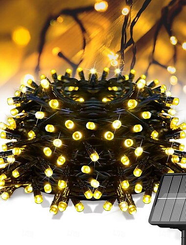  1個の屋外ストリングライト、ソーラー防水ライトストリング、12m 39フィート、100個のLEDビーズ、中庭、庭、芝生、ヴィラ、フェンス、バルコニー、装飾ライト、結婚式、ハロウィン、クリスマス、フェスティバル、雰囲気のあるライトストリング