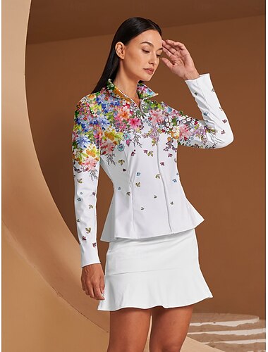  Mujer chaquetas de golf Blanco Manga Larga Camiseta Ropa de golf para damas Ropa Trajes Ropa Ropa