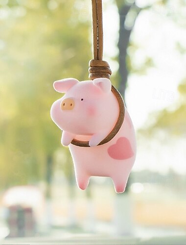  süßes Schweinchen-Auto-Rückspiegel-Hängeornament – schwingender Schweinchen-Anhänger für die Auto-Innendekoration, lustiges Armaturenbrett-Accessoire