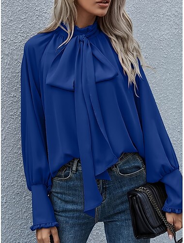  女性用 夏のトップス ファッション カジュアル 長袖 クルーネック レギュラートップス 日常 週末 バケーションウェア ブラック ピンク ワイン ブルー オレンジ 夏 春 秋
