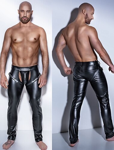  Broeken Glanzende afwerking Voor heren Leerfetisj Zonder kruis Kostuum voor Nachtclub Prideparade Trots maand Halloween Carnaval Volwassenen